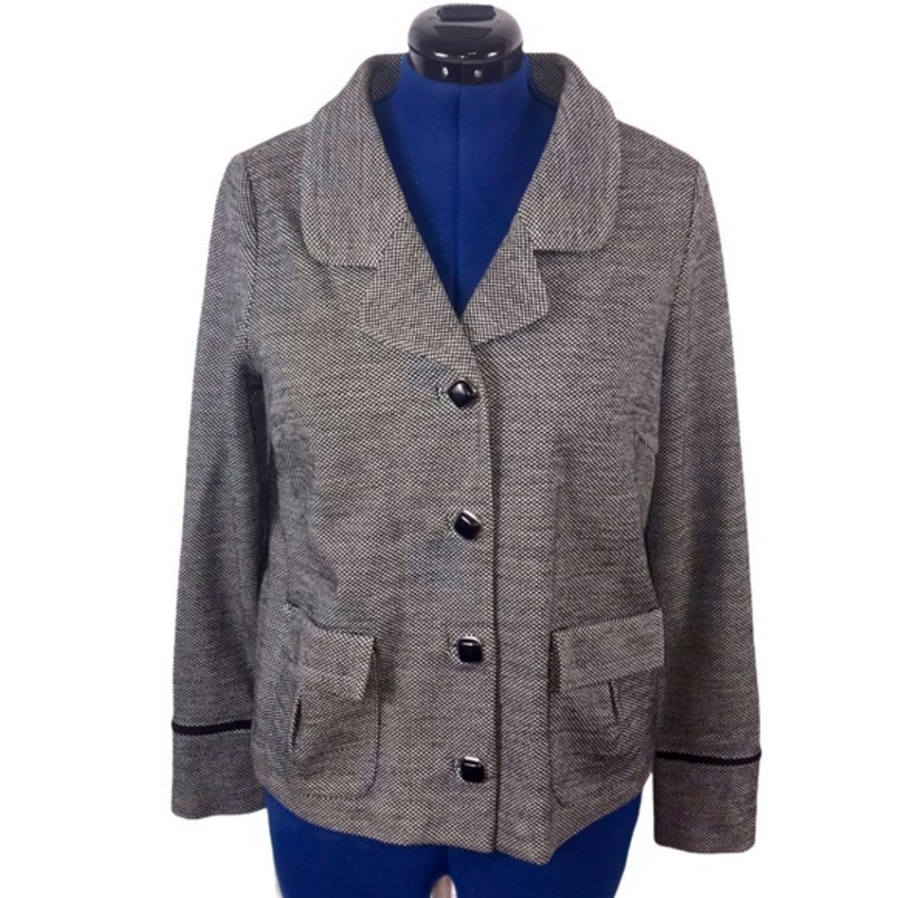 Classiques Entier 16 black/white check pattern 
retro wool blend blazer‎